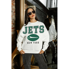 New York Jets Gameday Couture Women's Sunday Drives Oversized Crewneck Pullover Sweatshirt | NFL Discount
