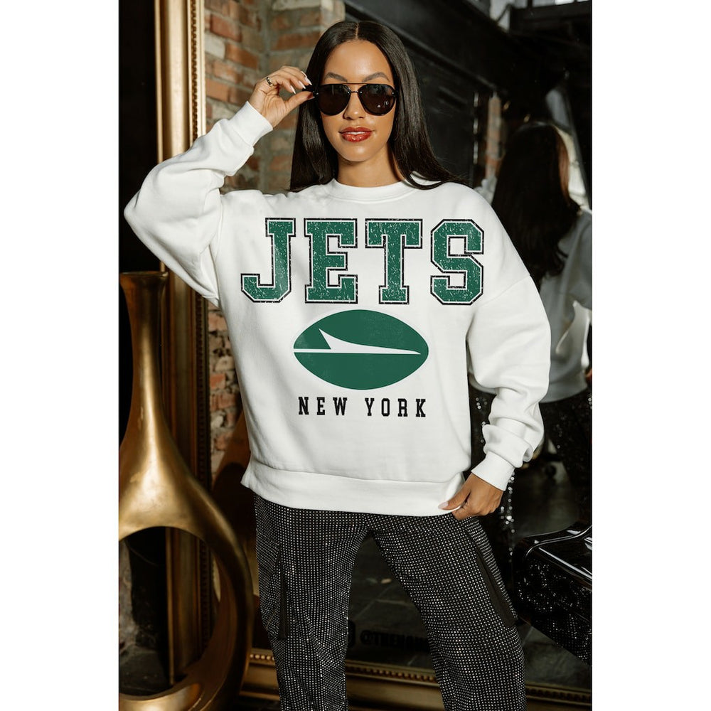 New York Jets Gameday Couture Women's Sunday Drives Oversized Crewneck Pullover Sweatshirt | NFL Discount