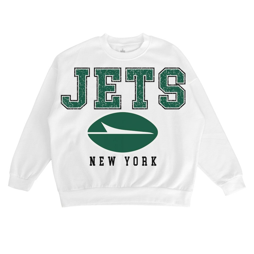 New York Jets Gameday Couture Women's Sunday Drives Oversized Crewneck Pullover Sweatshirt | NFL Discount