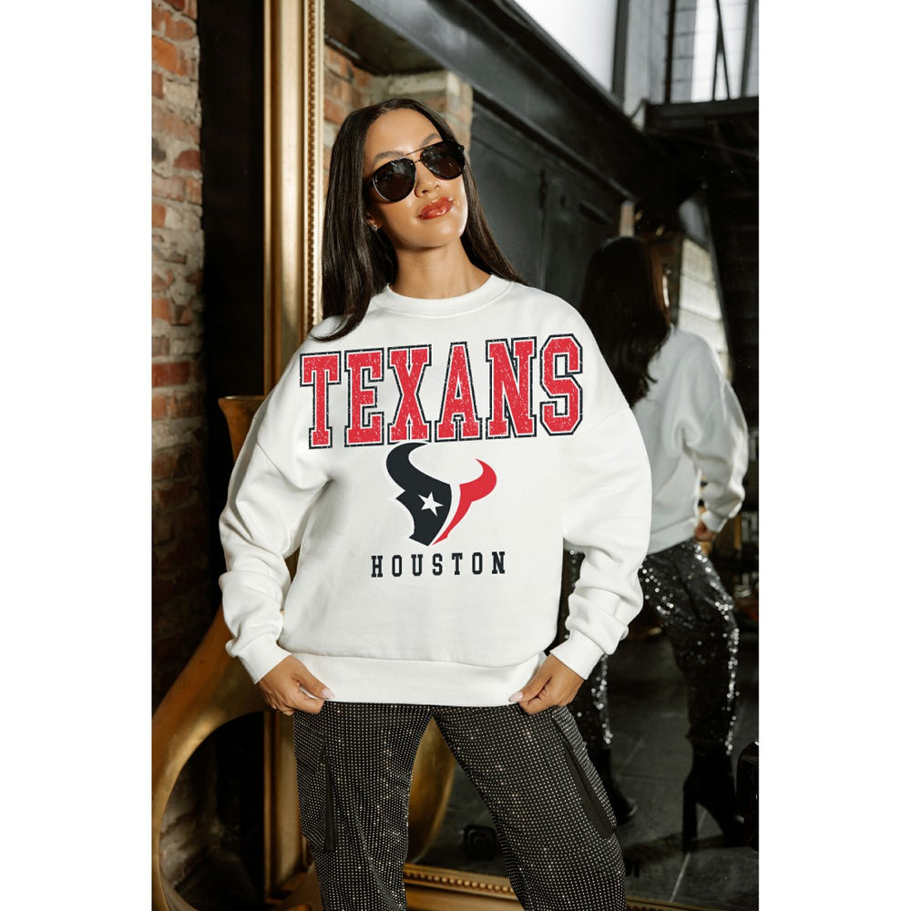 Houston Texans Gameday Couture Women's Sunday Drives Oversized Crewneck Pullover Sweatshirt | NFL On sale