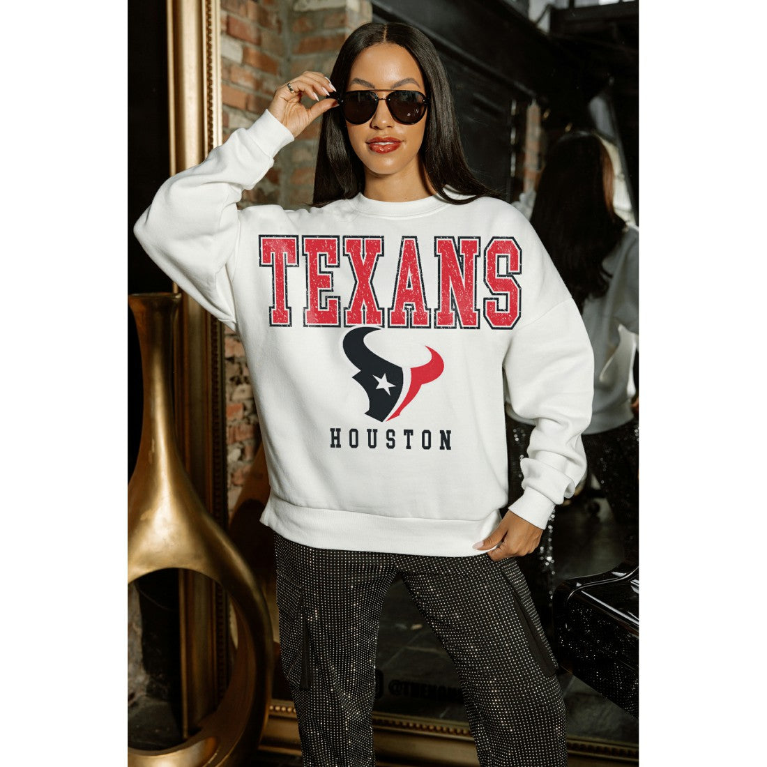 Houston Texans Gameday Couture Women's Sunday Drives Oversized Crewneck Pullover Sweatshirt | NFL On sale