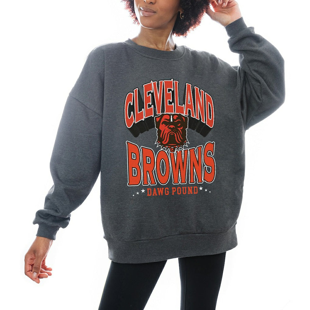 Cleveland Browns Gameday Couture Women's Oversized Long Weekend Premium Fleece Drop Shoulder Pullover Sweatshirt | NFL Sale