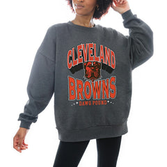 Cleveland Browns Gameday Couture Women's Oversized Long Weekend Premium Fleece Drop Shoulder Pullover Sweatshirt | NFL Sale