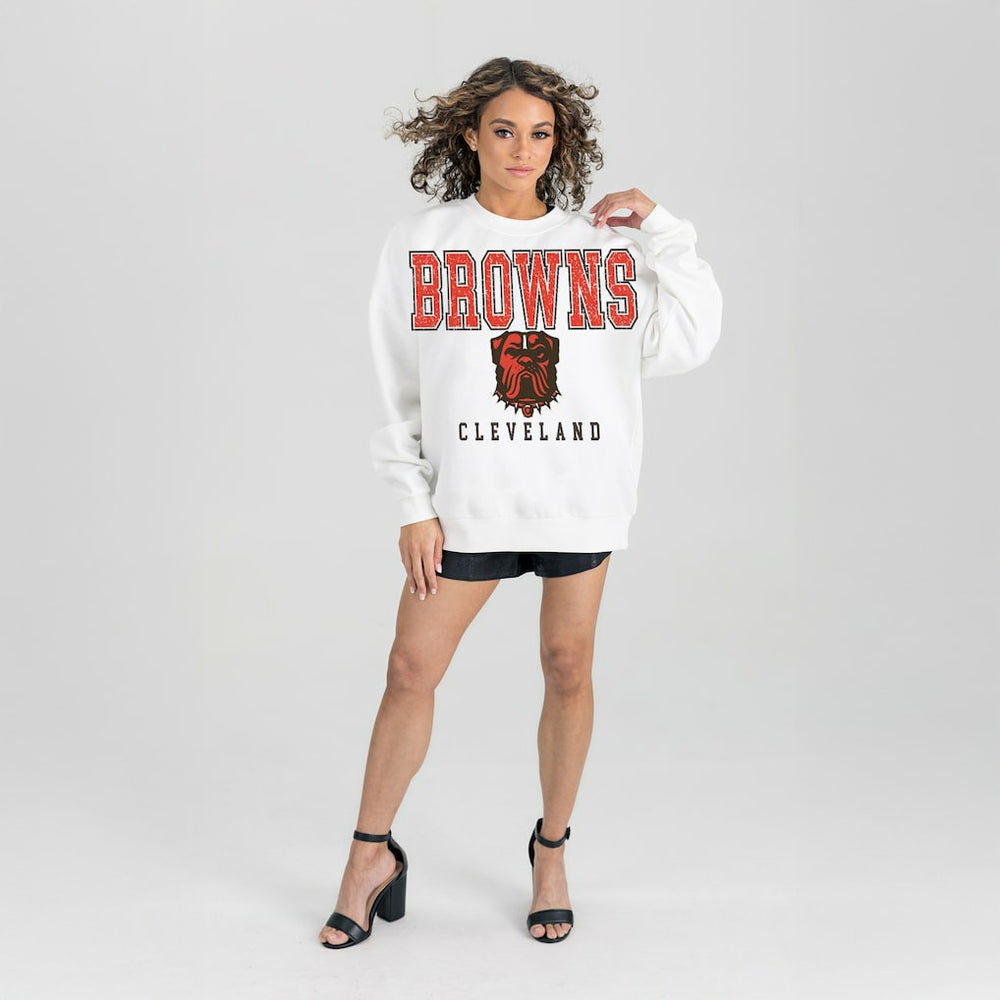 Cleveland Browns Gameday Couture Women's Sunday Drives Oversized Pullover Sweatshirt | NFL Discount