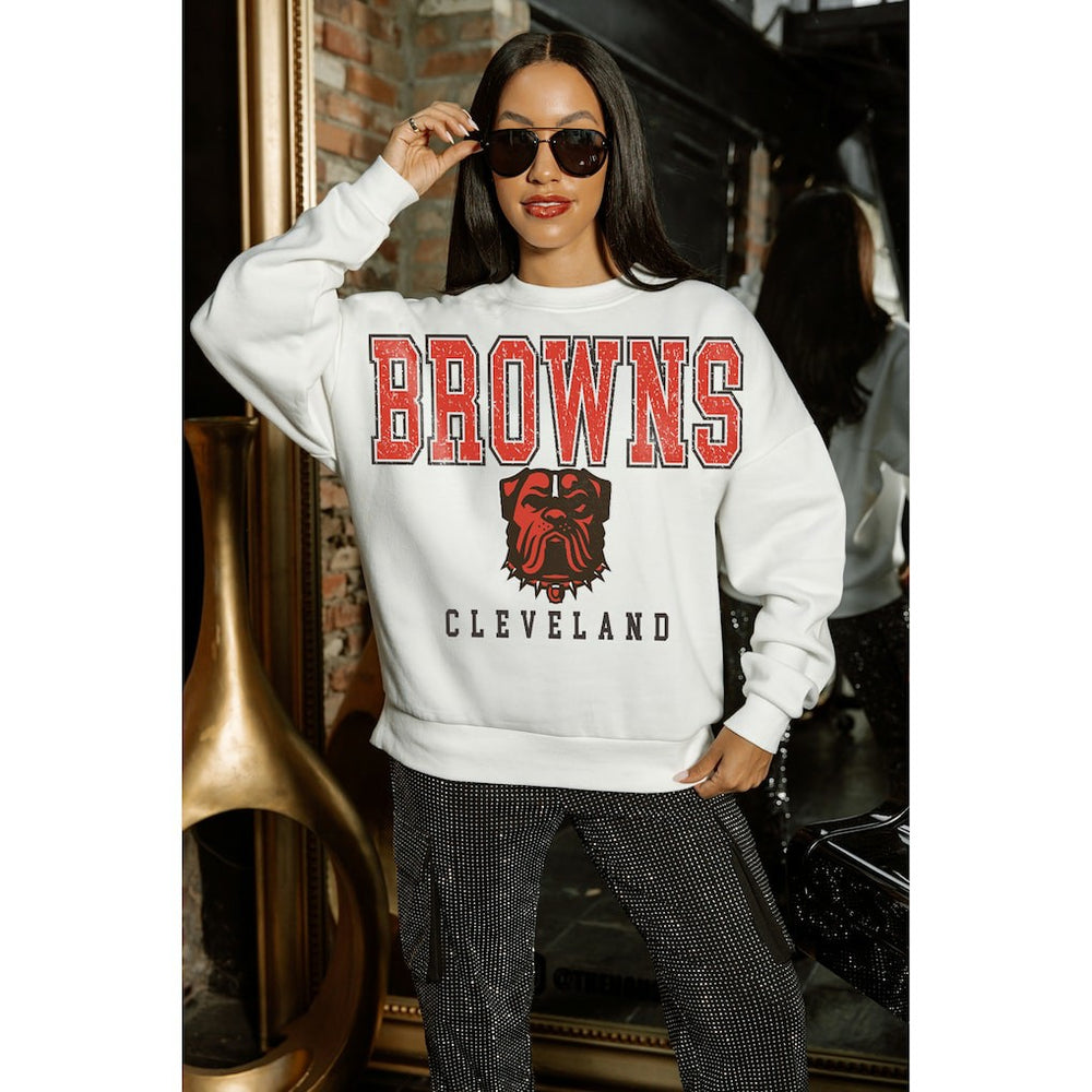 Cleveland Browns Gameday Couture Women's Sunday Drives Oversized Pullover Sweatshirt | NFL Discount