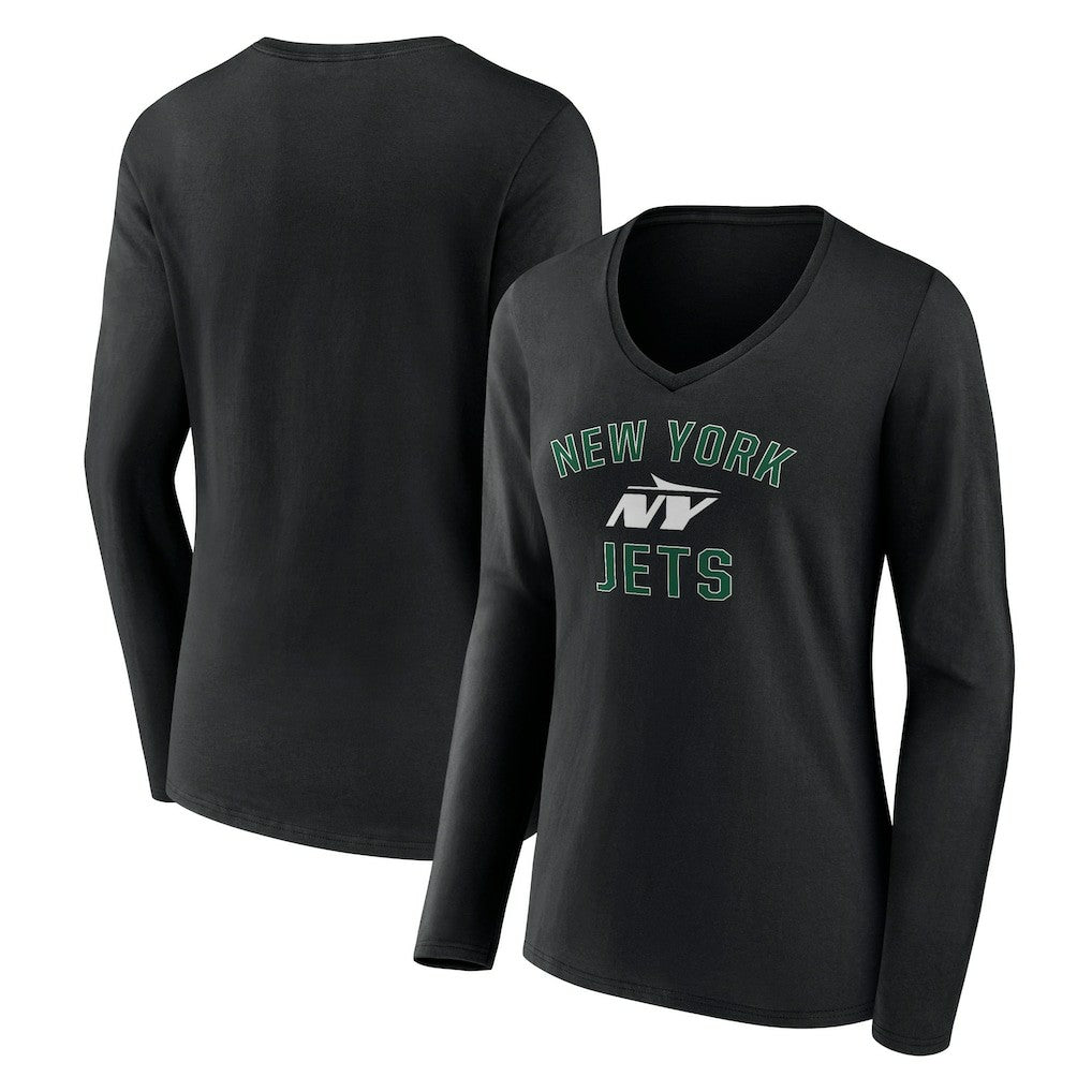 New York Jets Women's Victory Arch Long Sleeve V-Neck T-Shirt | NFL New
