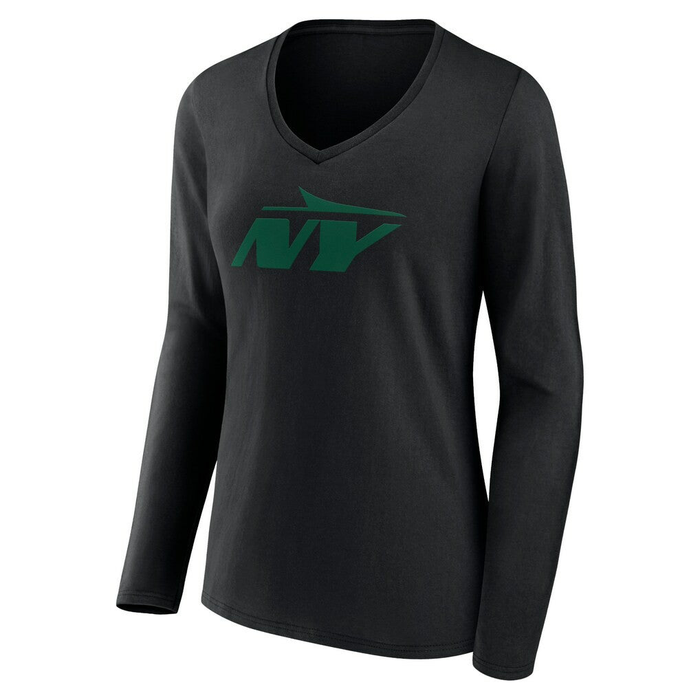 New York Jets Women's Secondary Logo Long Sleeve V-Neck T-Shirt | NFL Outlet
