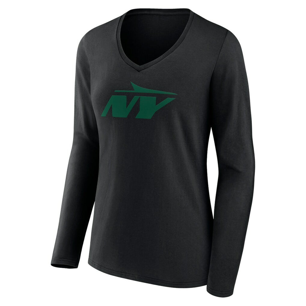 New York Jets Women's Secondary Logo Long Sleeve V-Neck T-Shirt | NFL Outlet