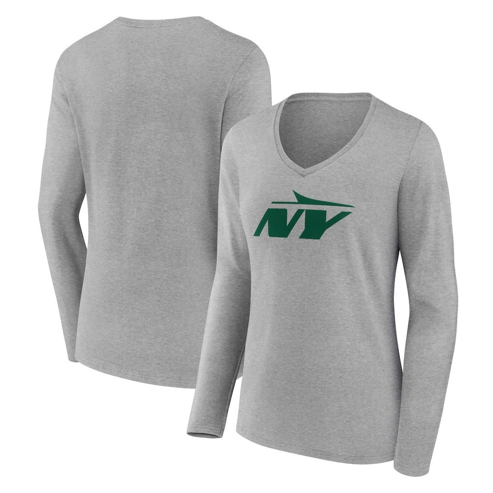 New York Jets Women's Secondary Logo Long Sleeve V-Neck T-Shirt | NFL On sale