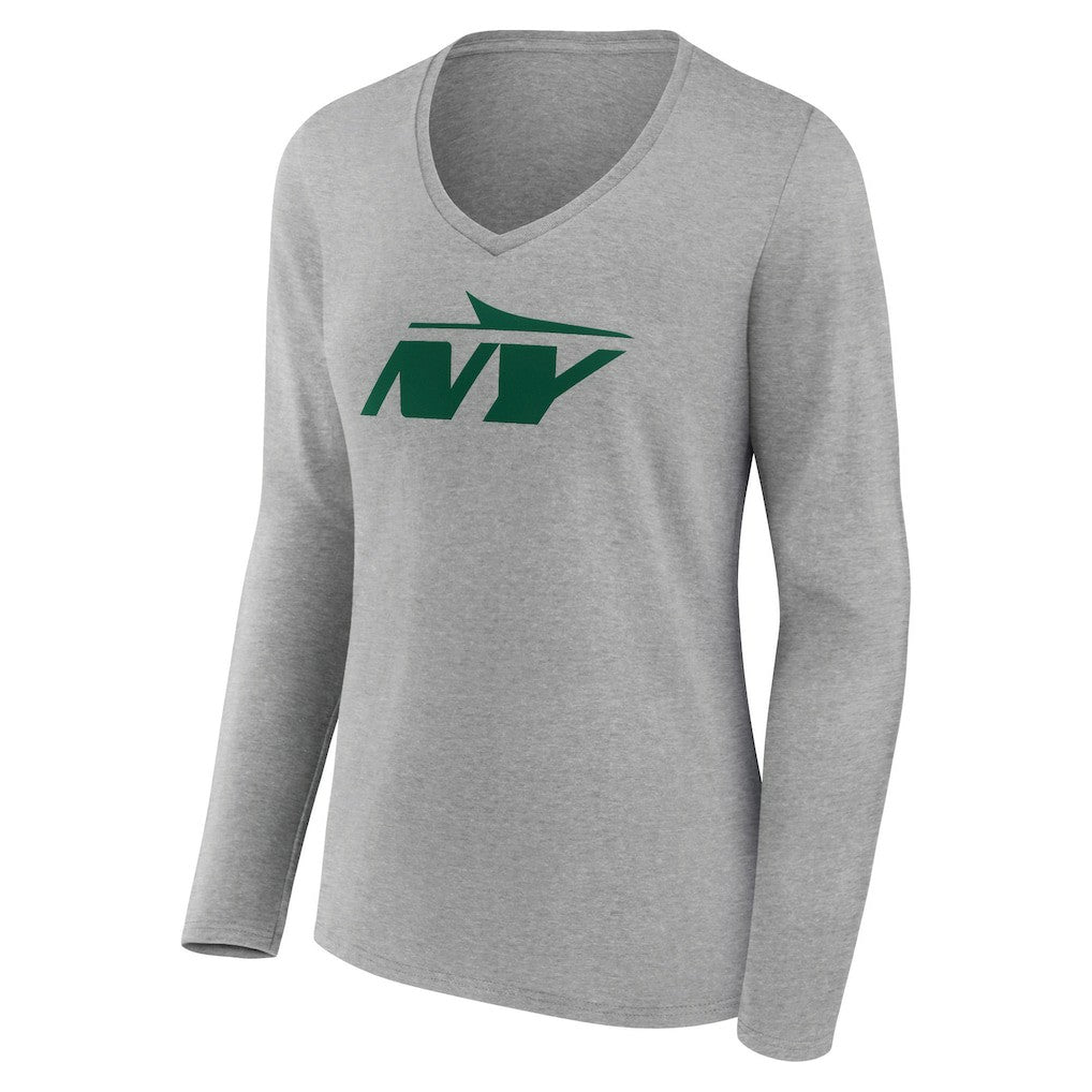 New York Jets Women's Secondary Logo Long Sleeve V-Neck T-Shirt | NFL On sale