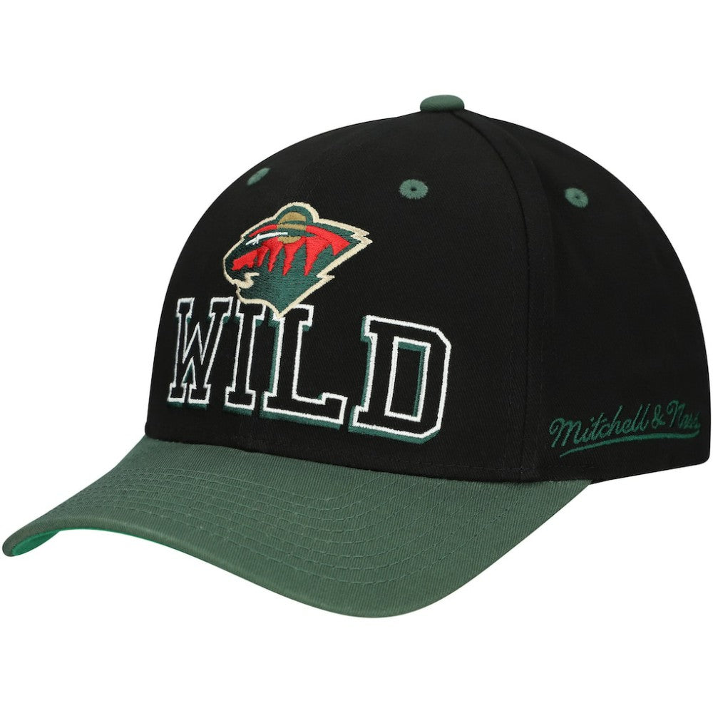Minnesota Wild Mitchell & Ness Backside Script 2-Tone Pro Crown Adjustable Hat -  NHL Hats
