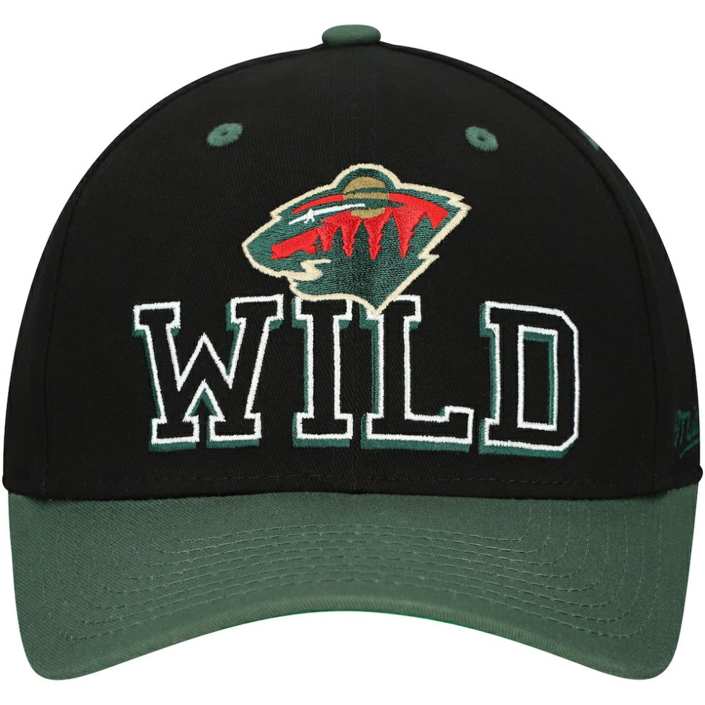 Minnesota Wild Mitchell & Ness Backside Script 2-Tone Pro Crown Adjustable Hat -  NHL Hats