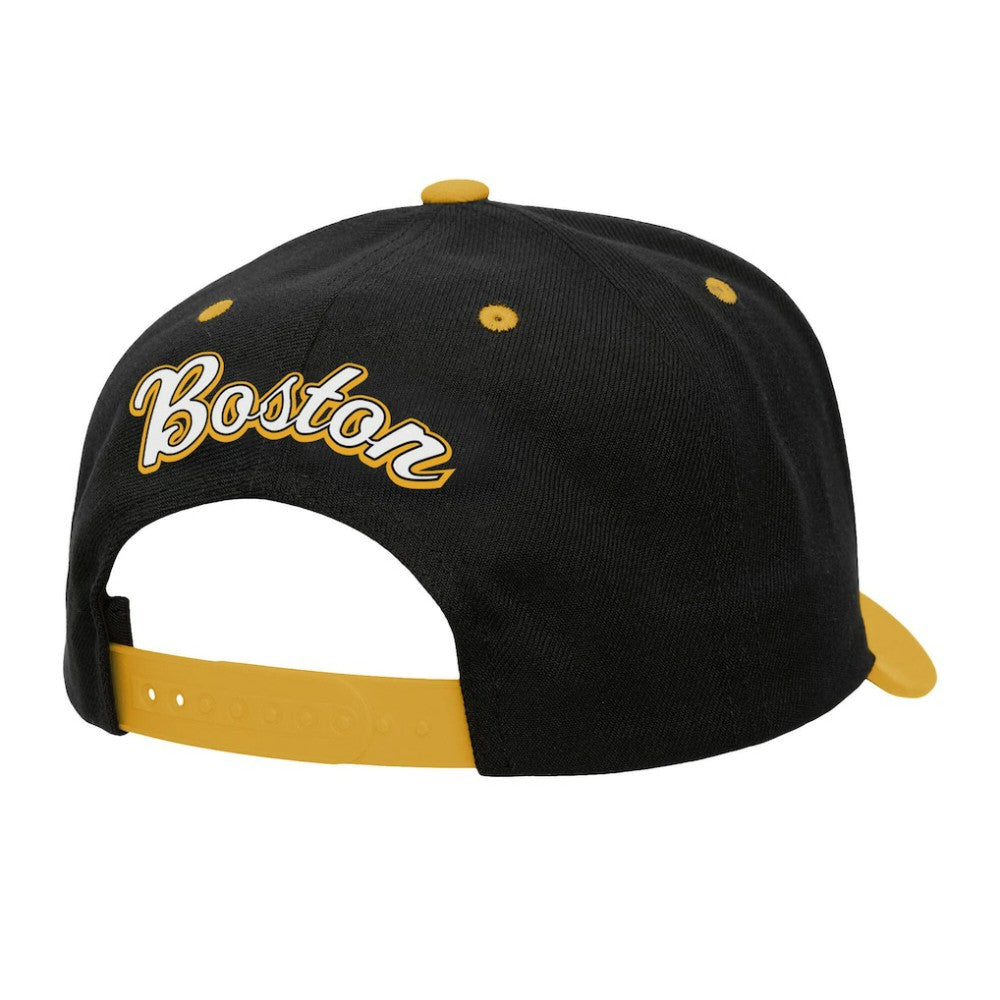 Boston Bruins Mitchell & Ness Backside Script 2-Tone Pro Crown Adjustable Hat -  NHL Hats