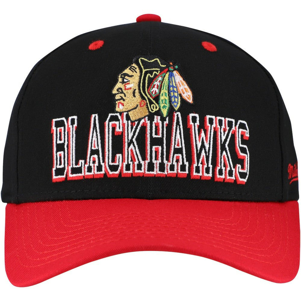 Chicago Blackhawks Mitchell & Ness Backside Script Two-Tone Pro Crown Adjustable Hat -  NHL Hats