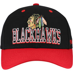 Chicago Blackhawks Mitchell & Ness Backside Script Two-Tone Pro Crown Adjustable Hat -  NHL Hats