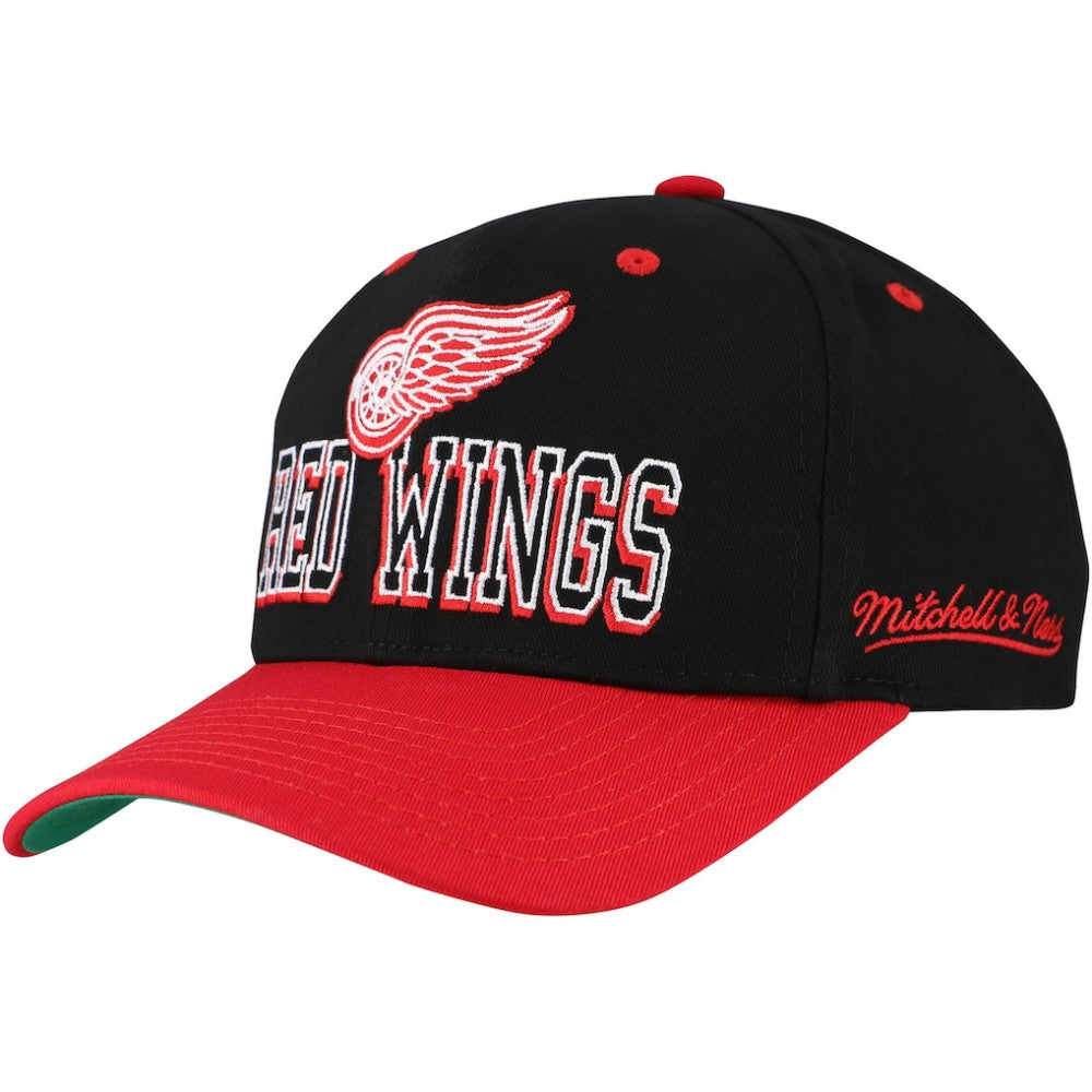 Detroit Red Wings Mitchell & Ness Backside Script Two-Tone Pro Crown Adjustable Hat -  NHL Hats