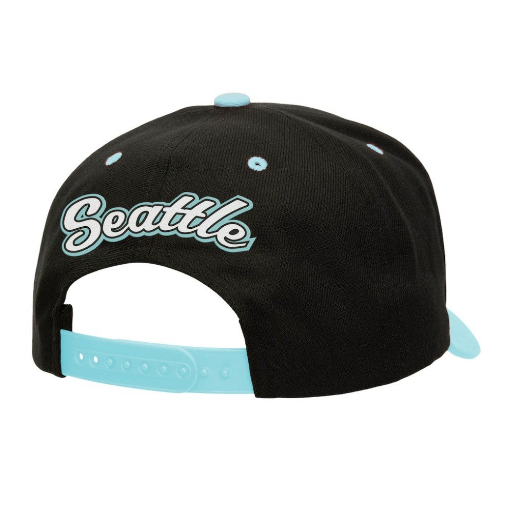 Seattle Kraken Mitchell & Ness Backside Script Two-Tone Pro Crown Adjustable Hat -  NHL Hats