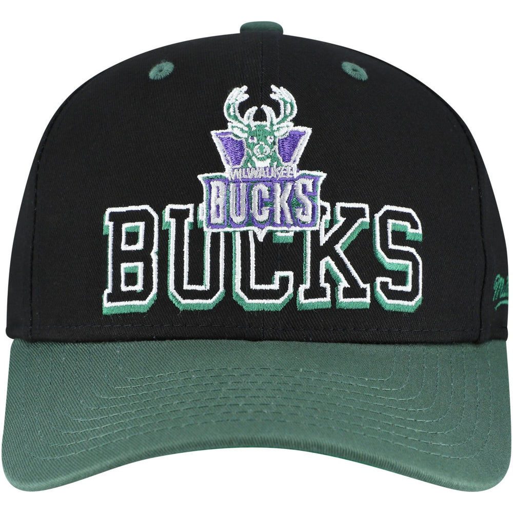 Black/Hunter Green Milwaukee Bucks Backside Script Two-Tone Pro Crown Adjustable Hat | NBA