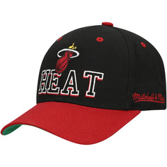 Black/Red Miami Heat Backside Script Two-Tone Pro Crown Adjustable Hat | NBA