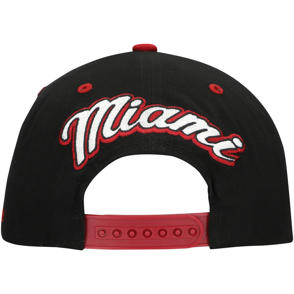 Black/Red Miami Heat Backside Script Two-Tone Pro Crown Adjustable Hat | NBA