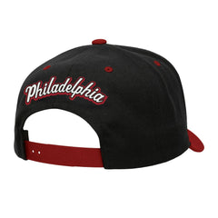 Black/Red Philadelphia 76ers Backside Script 2-Tone Pro Crown Adjustable Hat | NBA