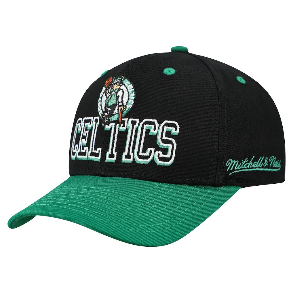 Black/Kelly Green Boston Celtics Backside Script 2-Tone Pro Crown Adjustable Hat | NBA