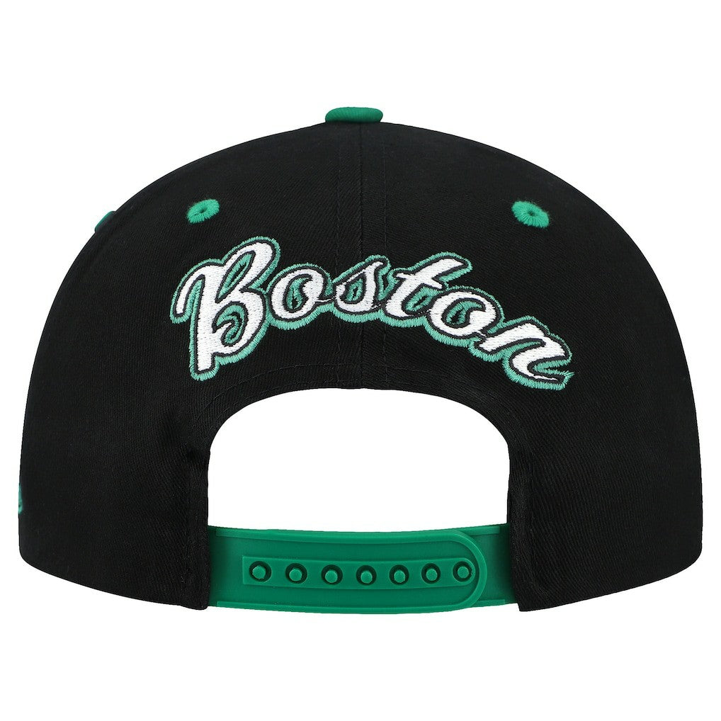 Black/Kelly Green Boston Celtics Backside Script 2-Tone Pro Crown Adjustable Hat | NBA