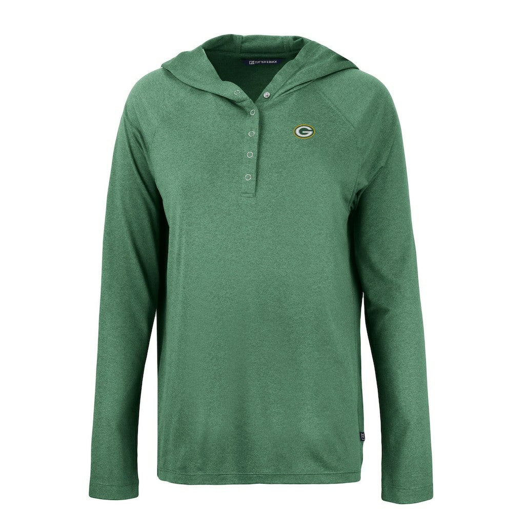 Green Bay Packers Cutter & Buck Women's Coastline Epic Comfort Eco Recycled Raglan Pullover Hoodie | NFL Sale