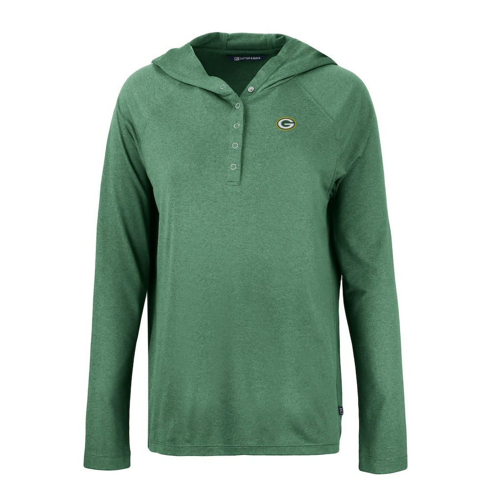 Green Bay Packers Cutter & Buck Women's Coastline Epic Comfort Eco Recycled Raglan Pullover Hoodie | NFL Sale