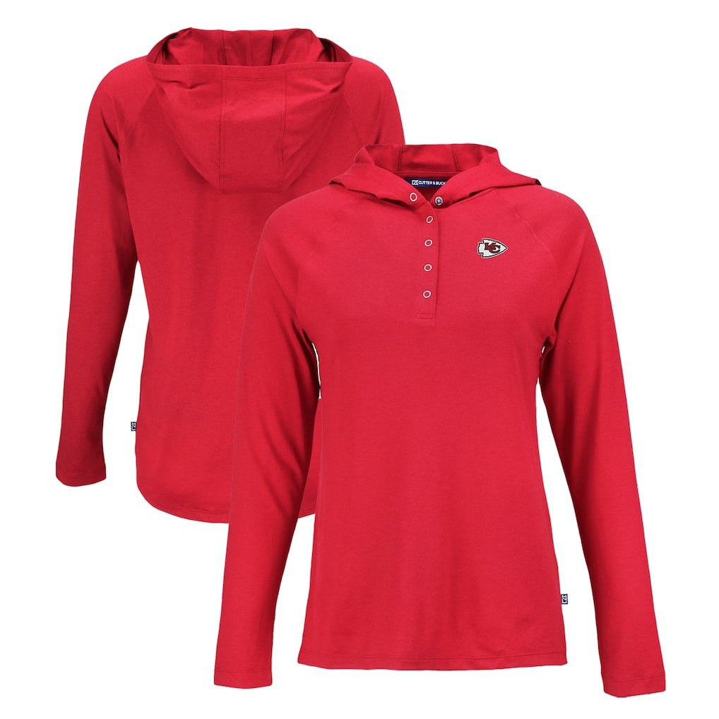 Kansas City Chiefs Cutter & Buck Women's Coastline Epic Comfort Eco Recycled Raglan Pullover Hoodie | NFL Outlet