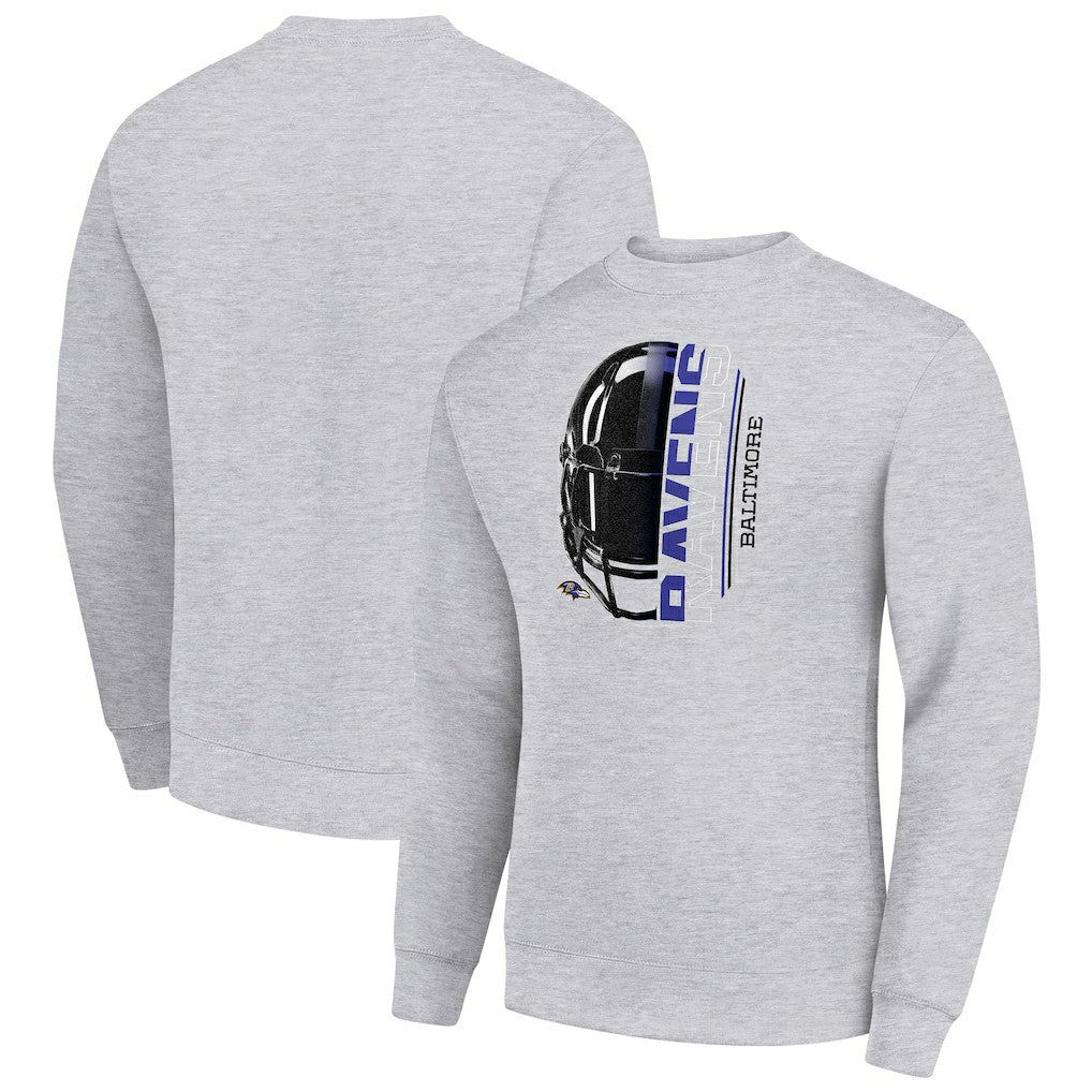 Baltimore Ravens Starter Half Helmet Team Graphic Tri-Blend Fleece Pullover Sweatshirt | NFL Discount