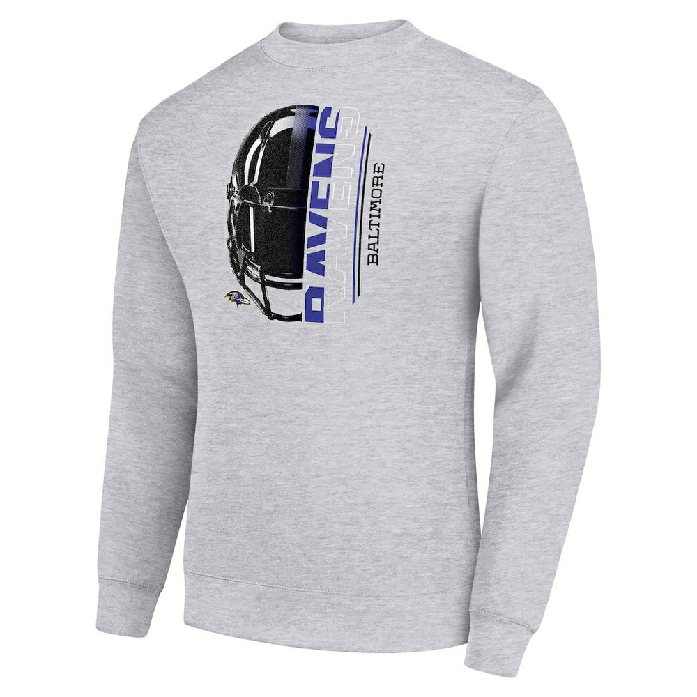 Baltimore Ravens Starter Half Helmet Team Graphic Tri-Blend Fleece Pullover Sweatshirt | NFL Discount