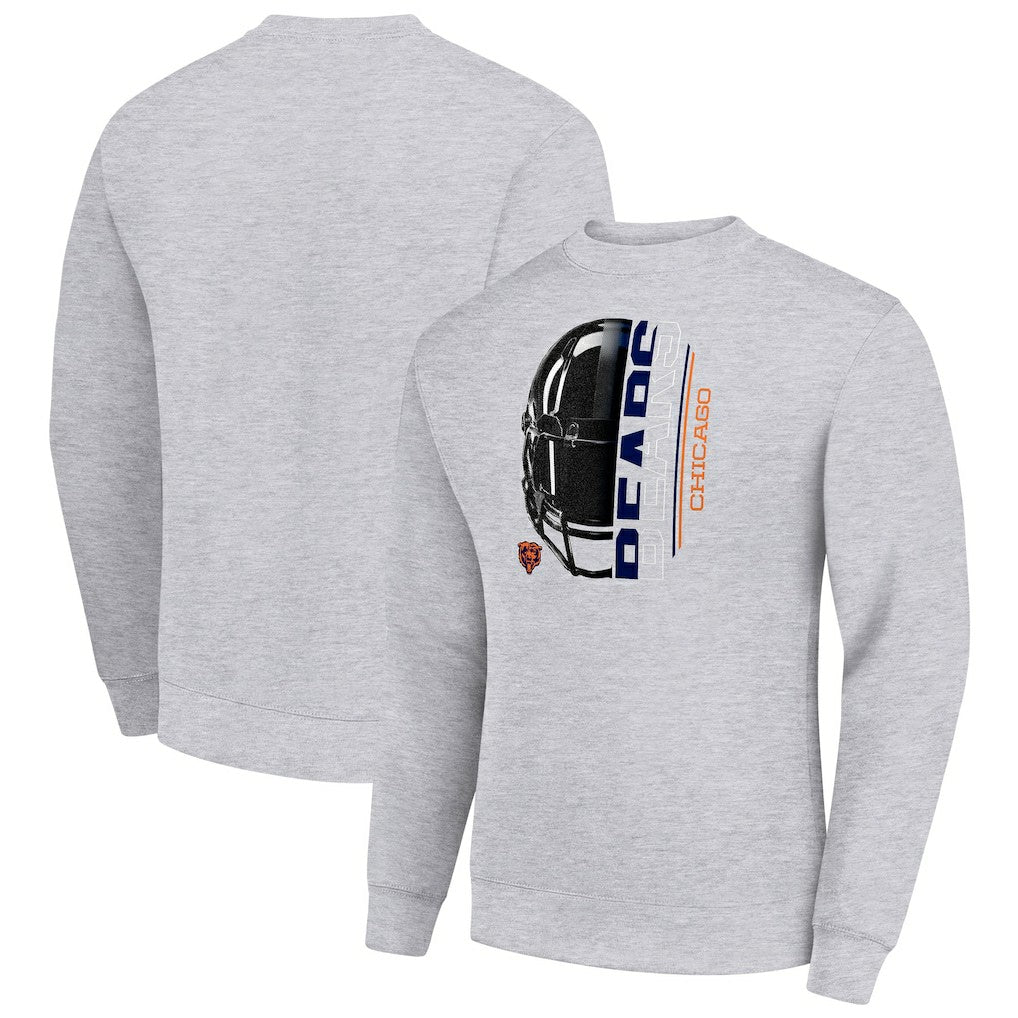 Chicago Bears Starter Half Helmet Team Graphic Tri-Blend Fleece Pullover Sweatshirt | NFL Discount
