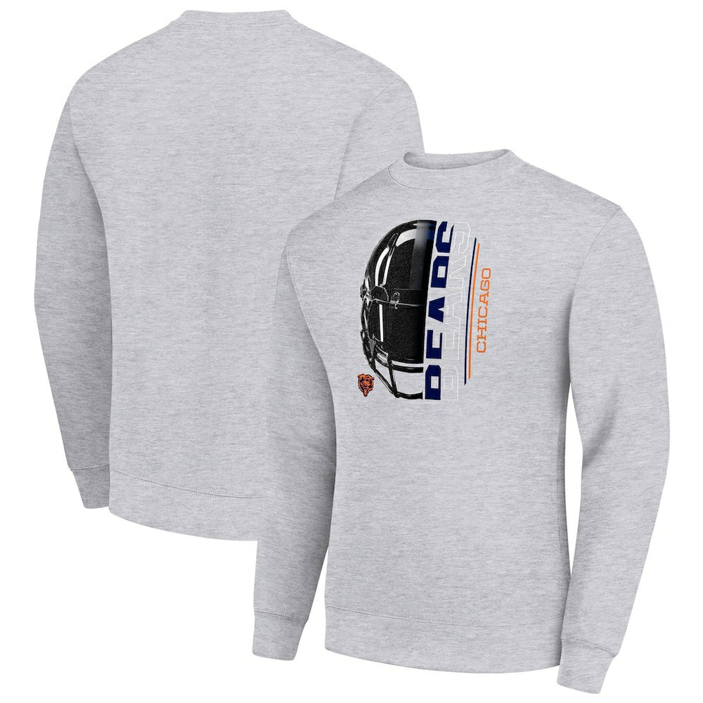 Chicago Bears Starter Half Helmet Team Graphic Tri-Blend Fleece Pullover Sweatshirt | NFL Discount