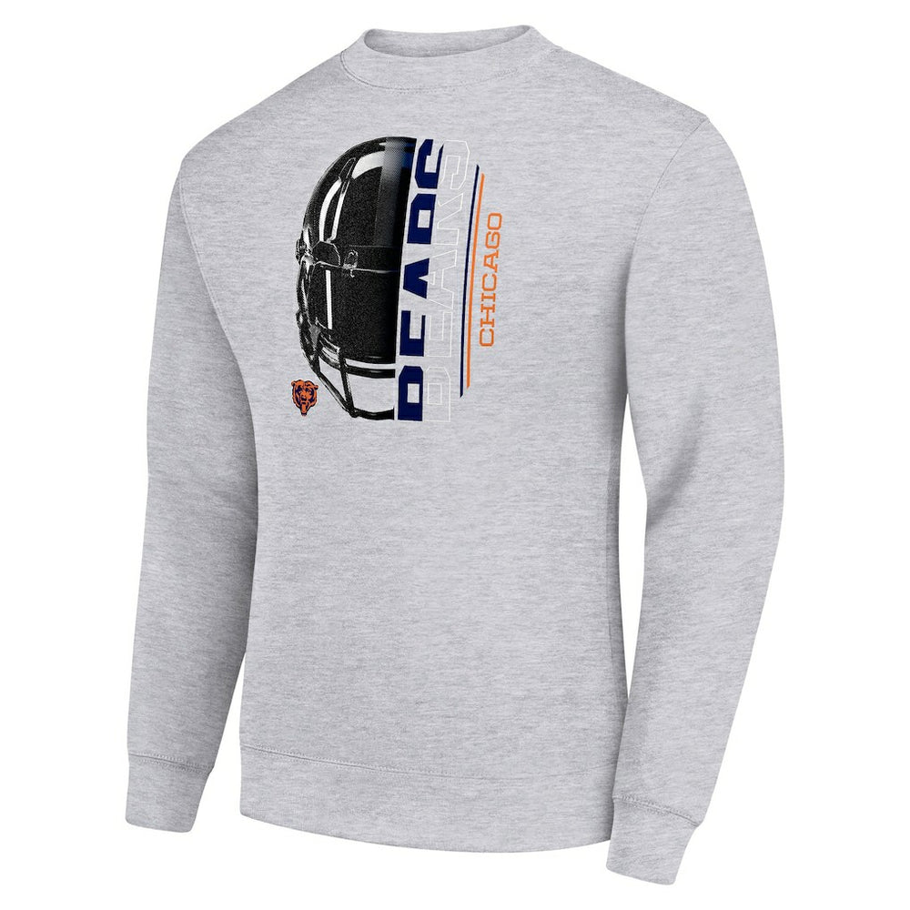 Chicago Bears Starter Half Helmet Team Graphic Tri-Blend Fleece Pullover Sweatshirt | NFL Discount
