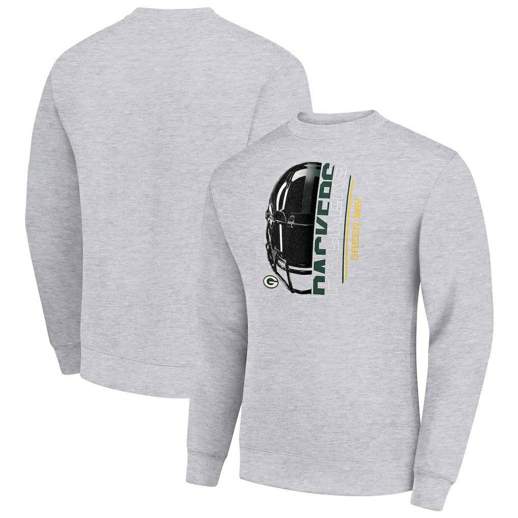 Green Bay Packers Starter Half Helmet Team Graphic Tri-Blend Fleece Pullover Sweatshirt | NFL Sale