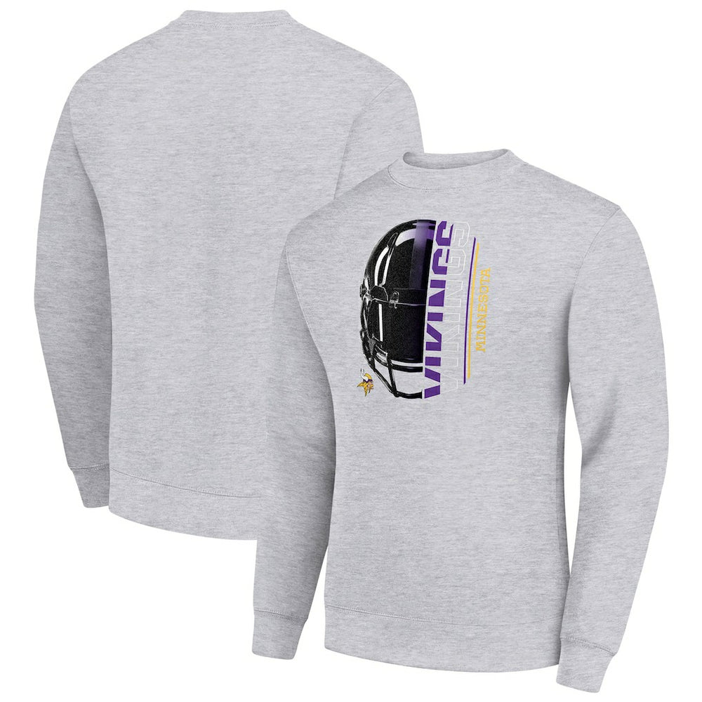 Minnesota Vikings Starter Half Helmet Team Graphic Tri-Blend Fleece Pullover Sweatshirt | NFL New
