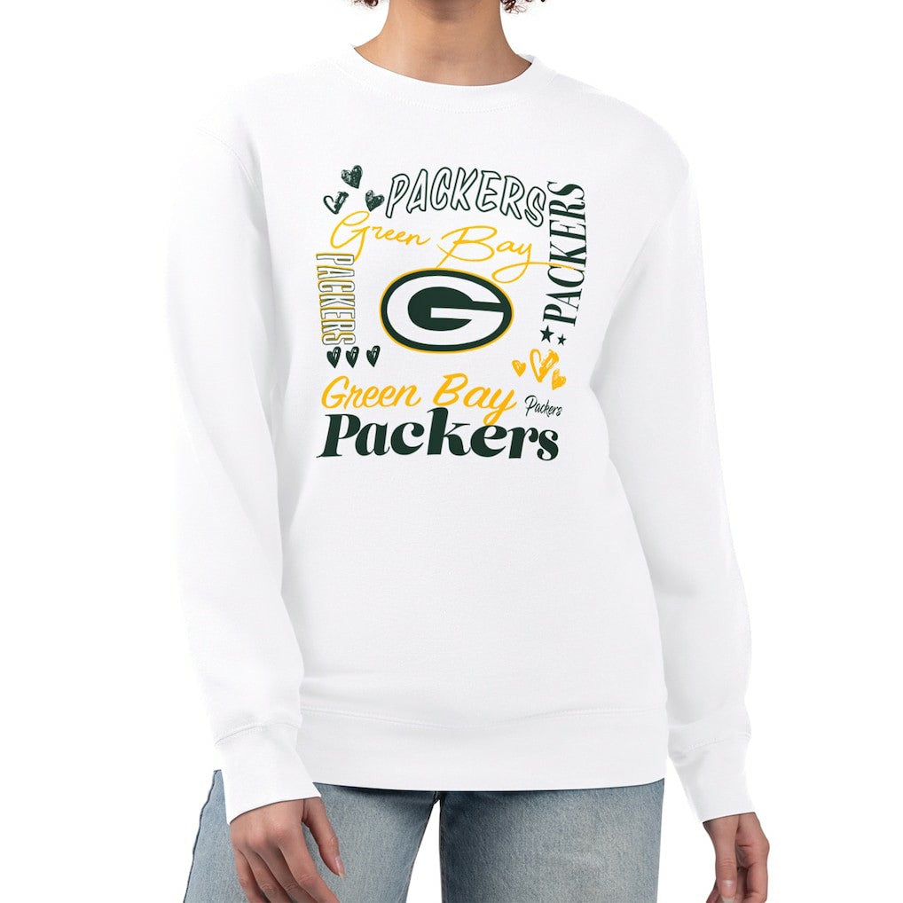 Green Bay Packers G-III 4Her by Carl Banks Women's Collage Graphic Fleece Pullover Sweatshirt | NFL Hot