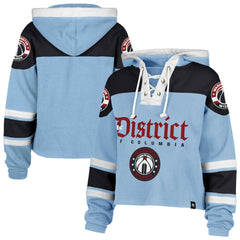 Light Blue Washington Wizards '47 Women's 2024/25 City Edition Superior Cropped Lace-Up Pullover Hoodie | NBA