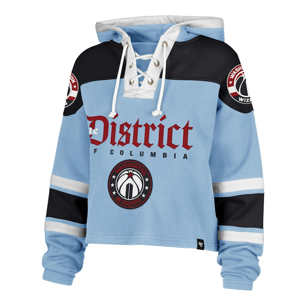 Light Blue Washington Wizards '47 Women's 2024/25 City Edition Superior Cropped Lace-Up Pullover Hoodie | NBA