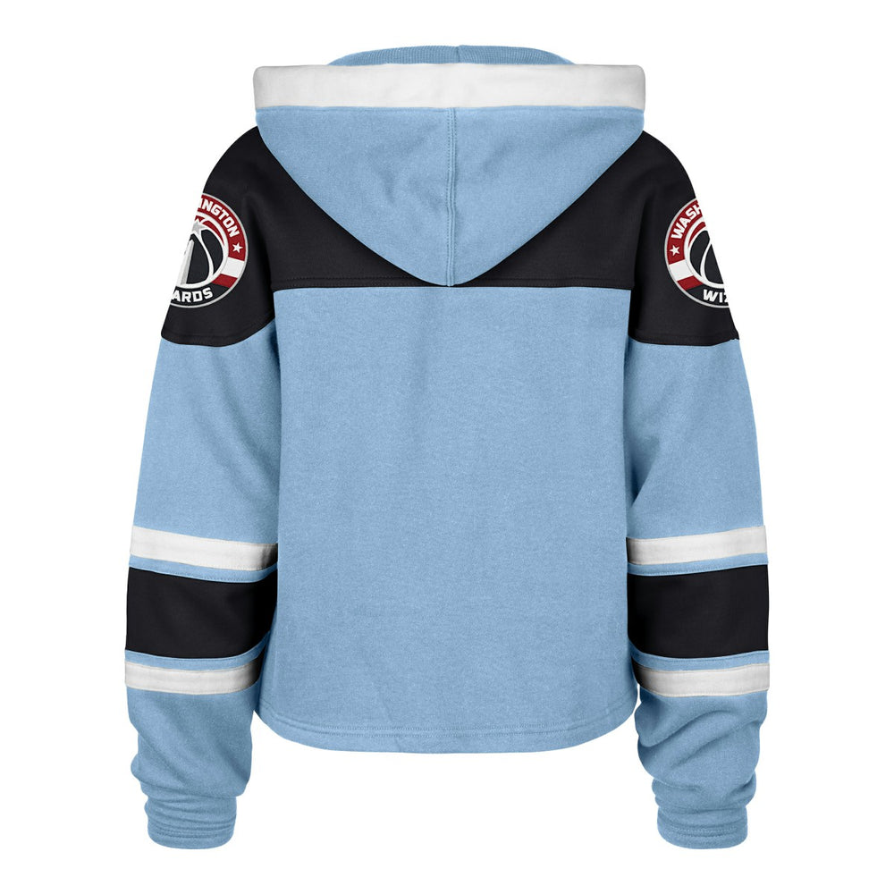 Light Blue Washington Wizards '47 Women's 2024/25 City Edition Superior Cropped Lace-Up Pullover Hoodie | NBA
