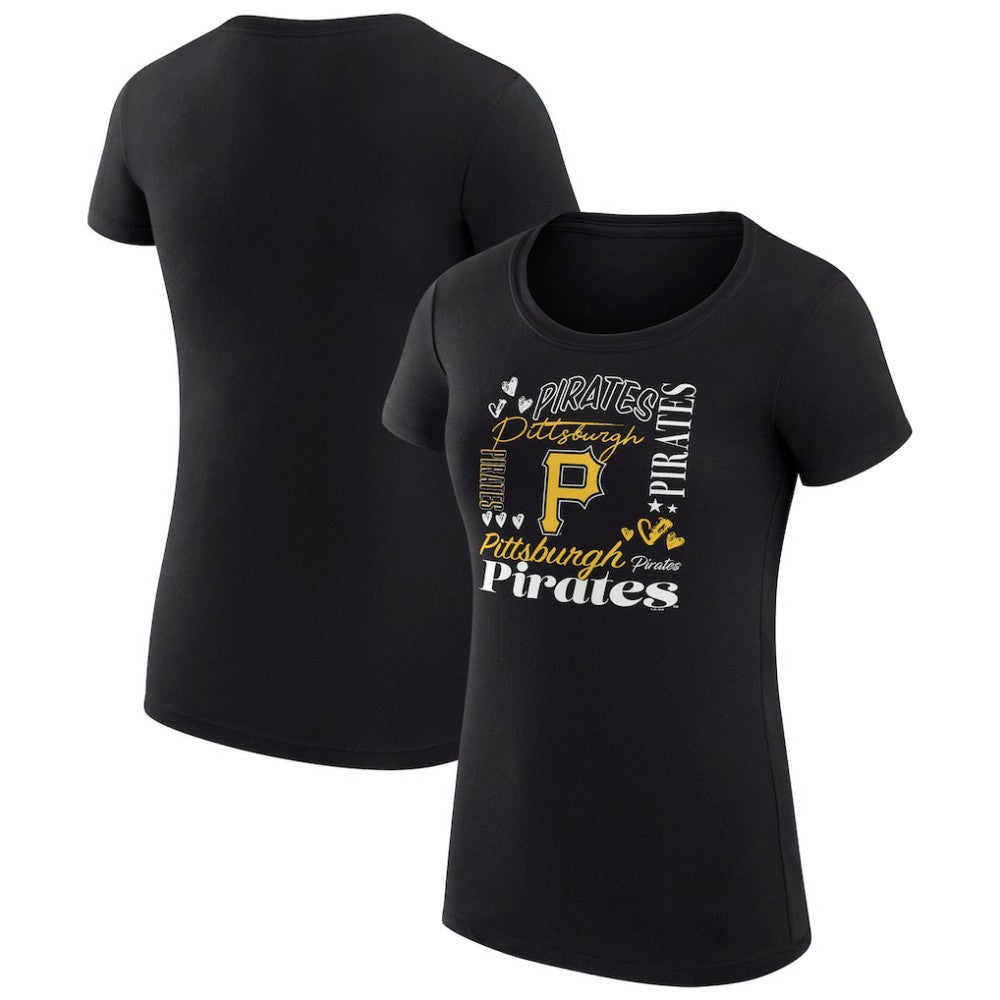 Pittsburgh Pirates G-III 4Her by Carl Banks Women's Super-Slim Fit Lightweight Collage Team Graphic Crew Neck T-Shirt - MLB T-shirts