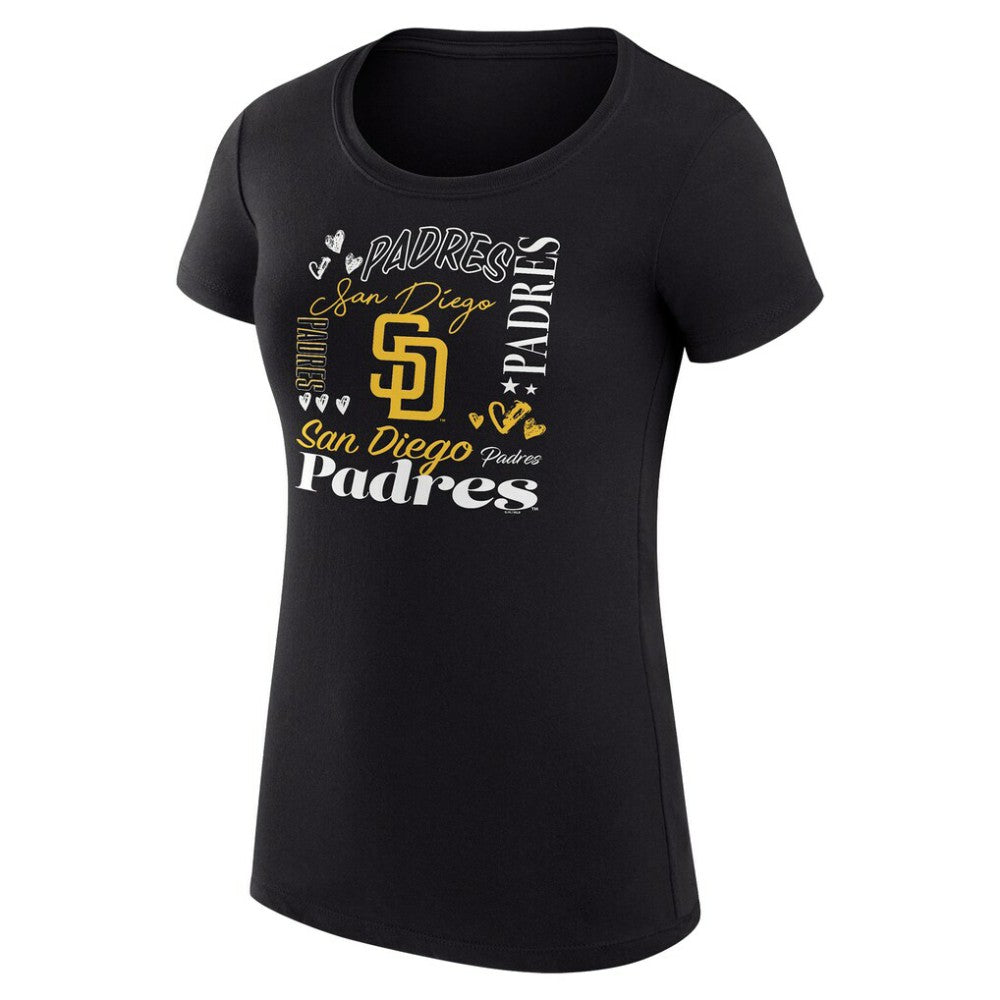 San Diego Padres G-III 4Her by Carl Banks Women's Super-Slim Fit Lightweight Collage Team Graphic Crew Neck T-Shirt - MLB T-shirts