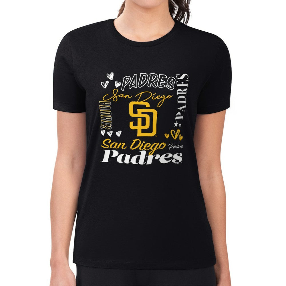 San Diego Padres G-III 4Her by Carl Banks Women's Super-Slim Fit Lightweight Collage Team Graphic Crew Neck T-Shirt - MLB T-shirts