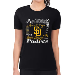 San Diego Padres G-III 4Her by Carl Banks Women's Super-Slim Fit Lightweight Collage Team Graphic Crew Neck T-Shirt - MLB T-shirts