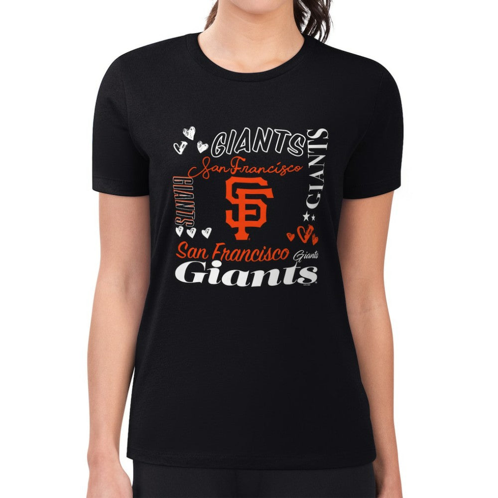 San Francisco Giants G-III 4Her by Carl Banks Women's Super-Slim Fit Lightweight Collage Team Graphic Crew Neck T-Shirt - MLB T-shirts