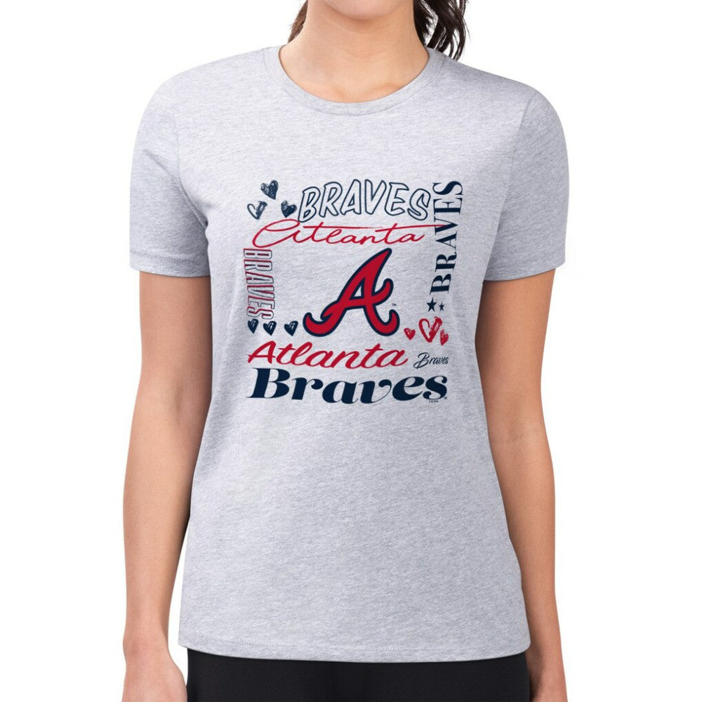 Atlanta Braves G-III 4Her by Carl Banks Women's Super-Slim Fit Lightweight Collage Team Graphic Crew Neck T-Shirt - MLB T-shirts