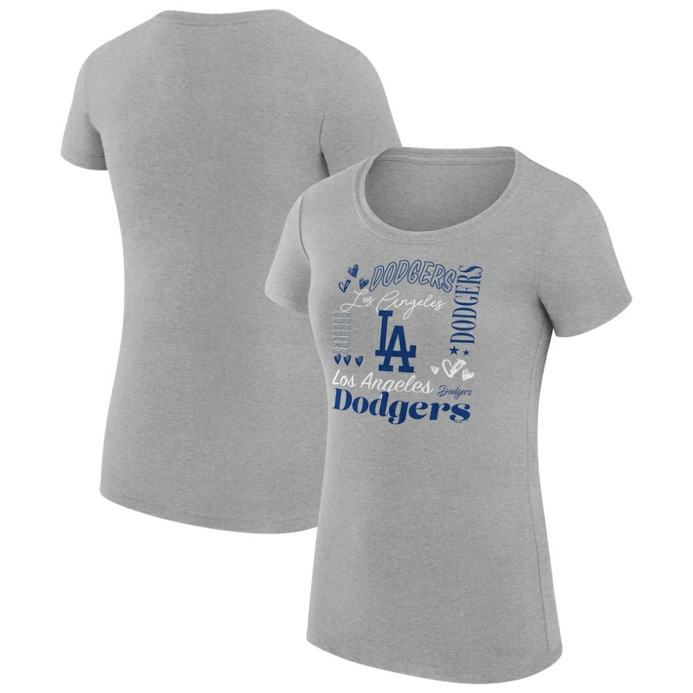 Los Angeles Dodgers G-III 4Her by Carl Banks Women's Super-Slim Fit Lightweight Collage Team Graphic Crew Neck T-Shirt - MLB T-shirts