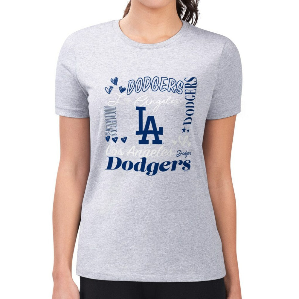 Los Angeles Dodgers G-III 4Her by Carl Banks Women's Super-Slim Fit Lightweight Collage Team Graphic Crew Neck T-Shirt - MLB T-shirts
