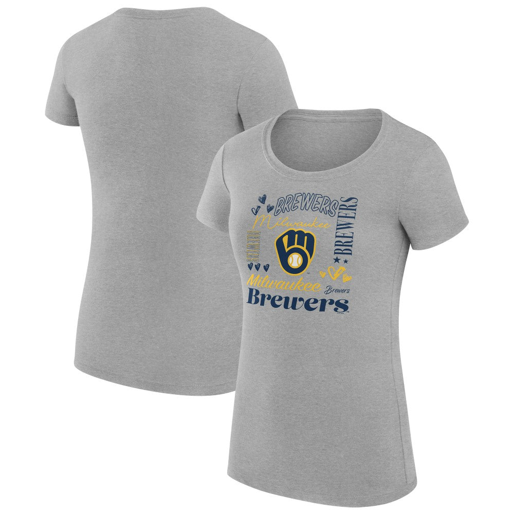 Milwaukee Brewers G-III 4Her by Carl Banks Women's Super-Slim Fit Lightweight Collage Team Graphic Crew Neck T-Shirt - MLB T-shirts